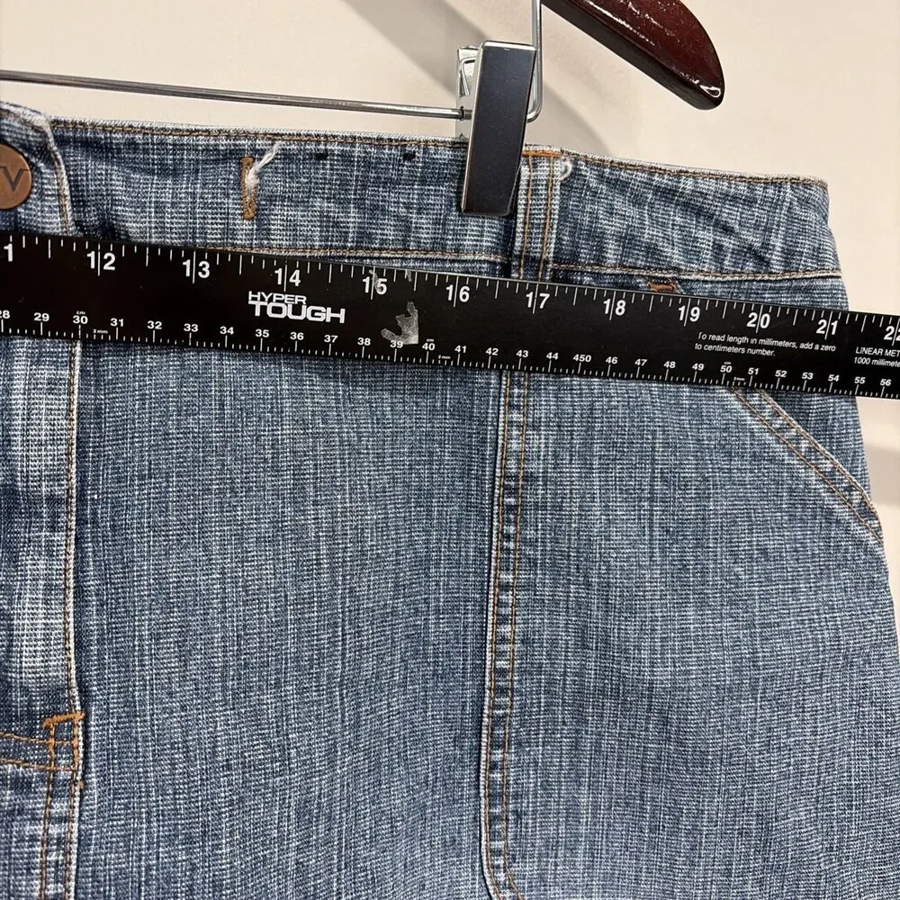 VTG Y2K Venezia Denim Cargo Skirt 22 Flaw Utility Pocket Medium Wash Jean Midi